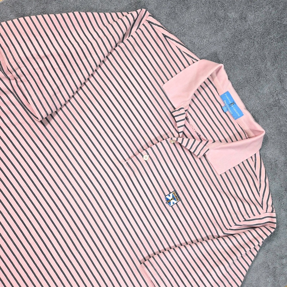 Fairway & Greene Polo Shirt Mens XL Pink Striped Excellent Kinloch Golf Top